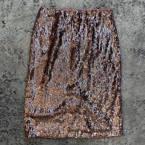 ✌🏼J Crew Rose Gold Sequence Pencil Skirt 0